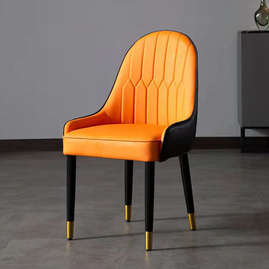 Glam -gestoffeerde eetkamerstoelen faux lederen keuken eetstoel met houten benen