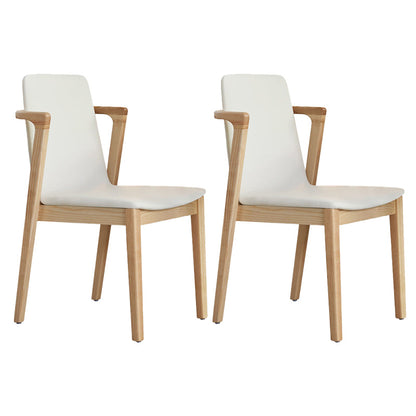 Wood Kitchen Dining Side Chair Upholstered Dining Chair in White