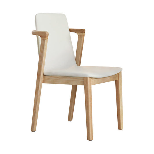 Wood Kitchen Dining Side Chair Upholstered Dining Chair in White