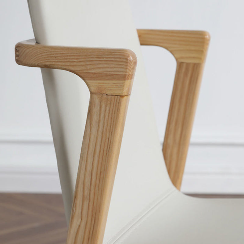 Wood Kitchen Dining Side Chair Upholstered Dining Chair in White