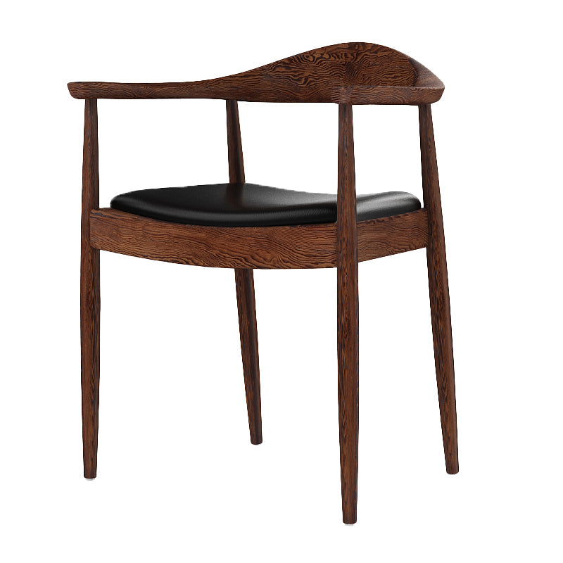 Glam Upholstered Arm Chair Open Back Solid Wood Dining Chair Dark Brown 1 Piece Clearhalo 'Dining Chairs' 'Dining Tables & Seating' 'dining_chair' 'furn' 'furn_dining_chair' 'Furniture' 'Kitchen & Dining Furniture' 6230213