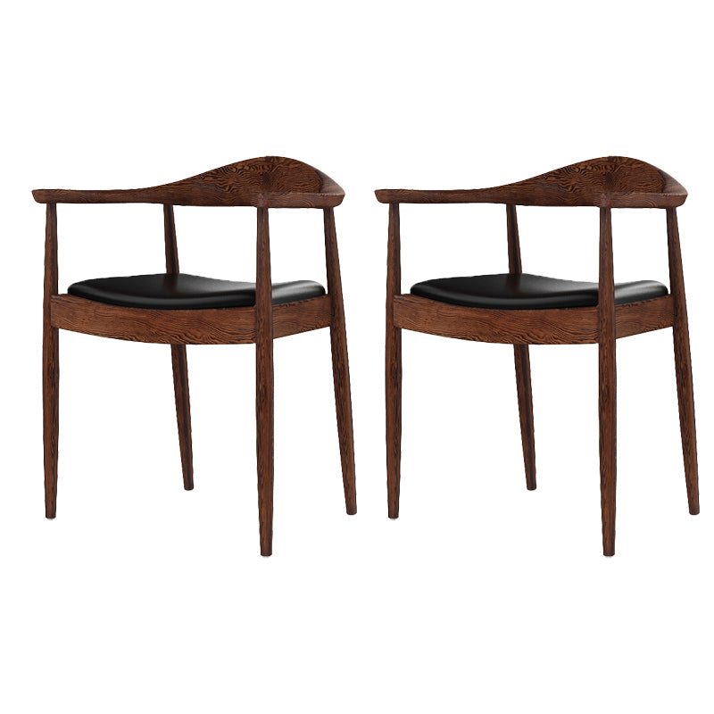 Glam Upholstered Arm Chair Open Back Solid Wood Dining Chair Dark Brown 2 Piece Set Clearhalo 'Dining Chairs' 'Dining Tables & Seating' 'dining_chair' 'furn' 'furn_dining_chair' 'Furniture' 'Kitchen & Dining Furniture' 6230218