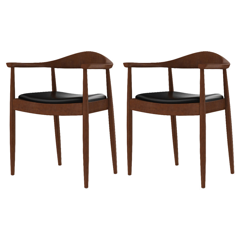 Glam Upholstered Arm Chair Open Back Solid Wood Dining Chair Walnut 2 Piece Set Clearhalo 'Dining Chairs' 'Dining Tables & Seating' 'dining_chair' 'furn' 'furn_dining_chair' 'Furniture' 'Kitchen & Dining Furniture' 6230221