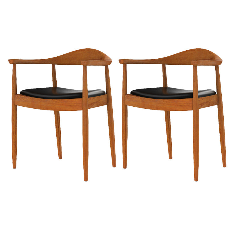 Glam Upholstered Arm Chair Open Back Solid Wood Dining Chair Brown 2 Piece Set Clearhalo 'Dining Chairs' 'Dining Tables & Seating' 'dining_chair' 'furn' 'furn_dining_chair' 'Furniture' 'Kitchen & Dining Furniture' 6230222