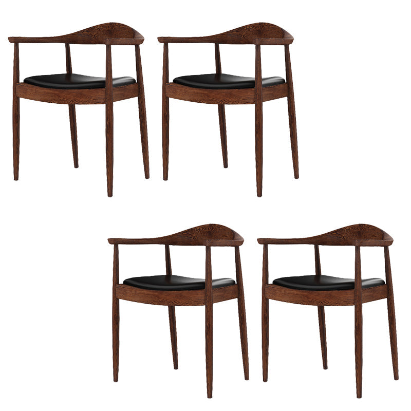 Glam Upholstered Arm Chair Open Back Solid Wood Dining Chair Dark Brown 4 Piece Set Clearhalo 'Dining Chairs' 'Dining Tables & Seating' 'dining_chair' 'furn' 'furn_dining_chair' 'Furniture' 'Kitchen & Dining Furniture' 6230227