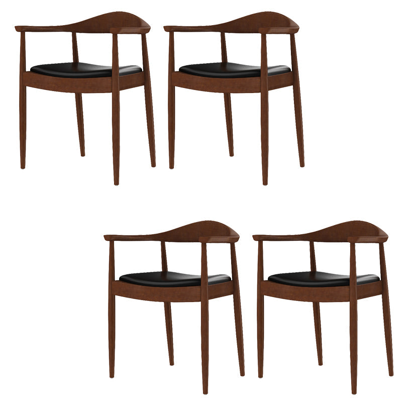 Glam Upholstered Arm Chair Open Back Solid Wood Dining Chair Walnut 4 Piece Set Clearhalo 'Dining Chairs' 'Dining Tables & Seating' 'dining_chair' 'furn' 'furn_dining_chair' 'Furniture' 'Kitchen & Dining Furniture' 6230228