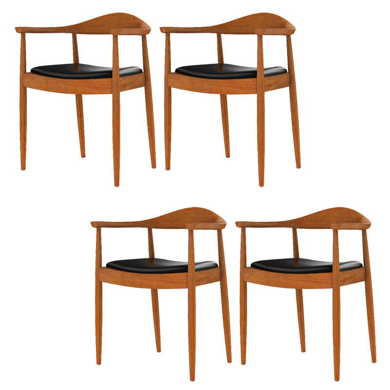 Glam Upholstered Arm Chair Open Back Solid Wood Dining Chair Brown 4 Piece Set Clearhalo 'Dining Chairs' 'Dining Tables & Seating' 'dining_chair' 'furn' 'furn_dining_chair' 'Furniture' 'Kitchen & Dining Furniture' 6230231