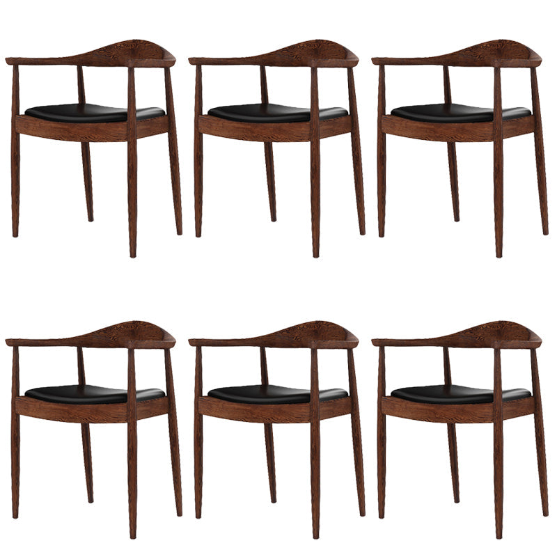 Glam Upholstered Arm Chair Open Back Solid Wood Dining Chair Dark Brown 6 Piece Set Clearhalo 'Dining Chairs' 'Dining Tables & Seating' 'dining_chair' 'furn' 'furn_dining_chair' 'Furniture' 'Kitchen & Dining Furniture' 6230233