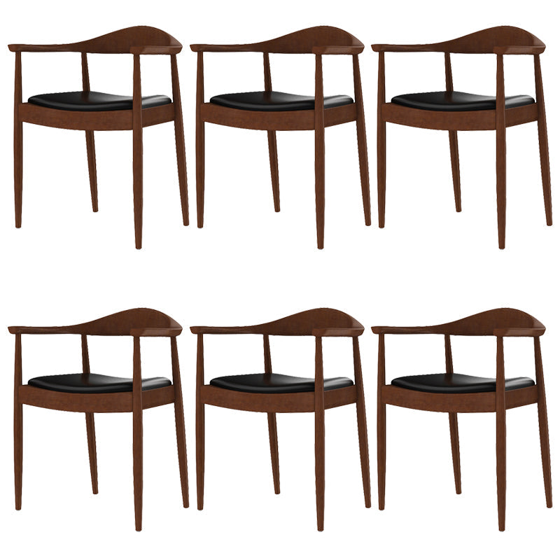 Glam Upholstered Arm Chair Open Back Solid Wood Dining Chair Walnut 6 Piece Set Clearhalo 'Dining Chairs' 'Dining Tables & Seating' 'dining_chair' 'furn' 'furn_dining_chair' 'Furniture' 'Kitchen & Dining Furniture' 6230234
