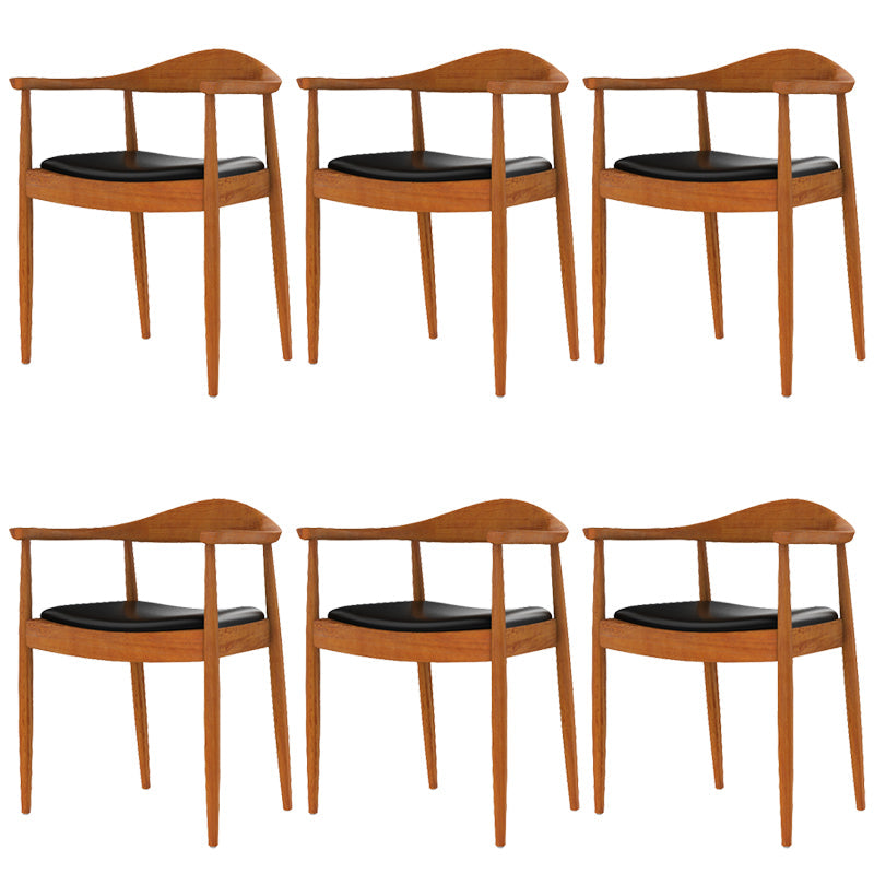 Glam Upholstered Arm Chair Open Back Solid Wood Dining Chair Brown 6 Piece Set Clearhalo 'Dining Chairs' 'Dining Tables & Seating' 'dining_chair' 'furn' 'furn_dining_chair' 'Furniture' 'Kitchen & Dining Furniture' 6230235