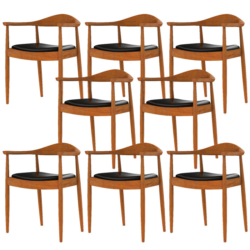 Glam Upholstered Arm Chair Open Back Solid Wood Dining Chair Brown 8 Piece Set Clearhalo 'Dining Chairs' 'Dining Tables & Seating' 'dining_chair' 'furn' 'furn_dining_chair' 'Furniture' 'Kitchen & Dining Furniture' 6230239
