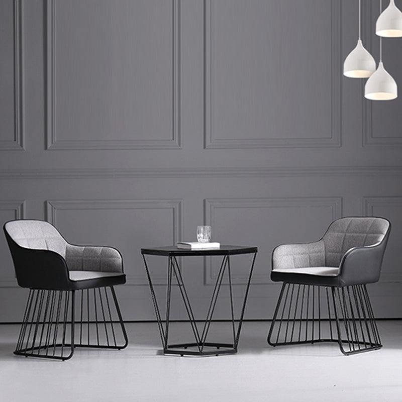 Industriële metalen basis eetkamerstoel gestoffeerde eetkamerstoel