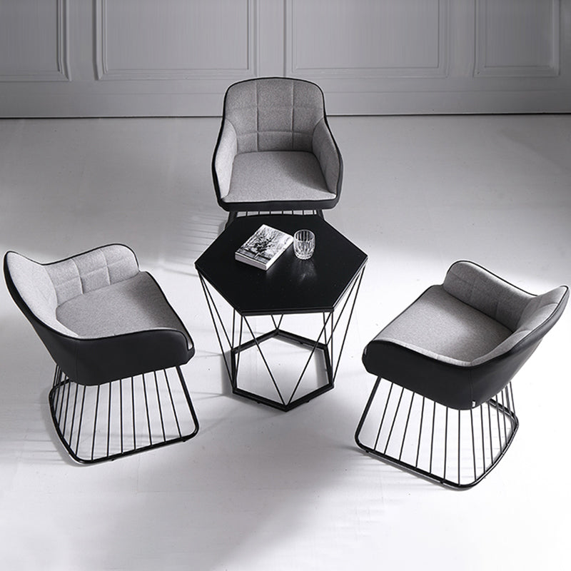 Industriële metalen basis eetkamerstoel gestoffeerde eetkamerstoel