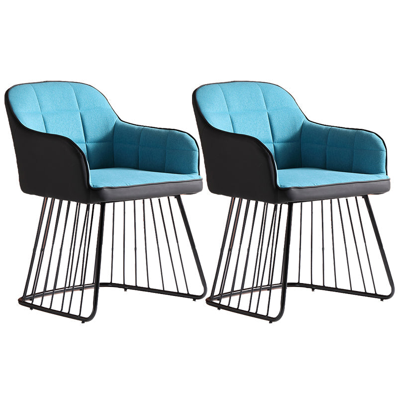 Industriële metalen basis eetkamerstoel gestoffeerde eetkamerstoel