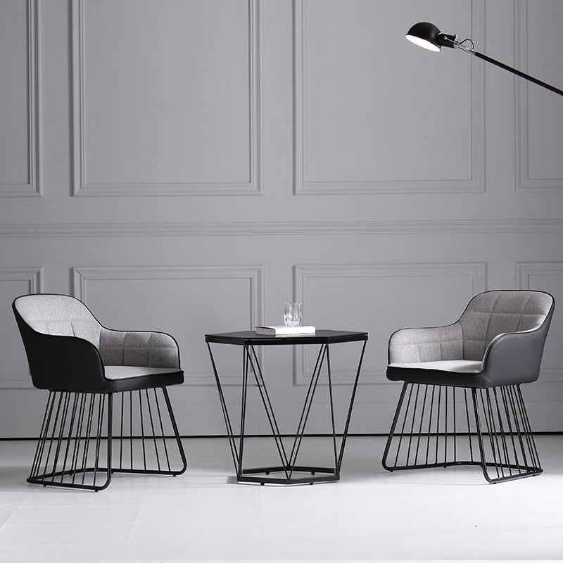 Industriële metalen basis eetkamerstoel gestoffeerde eetkamerstoel