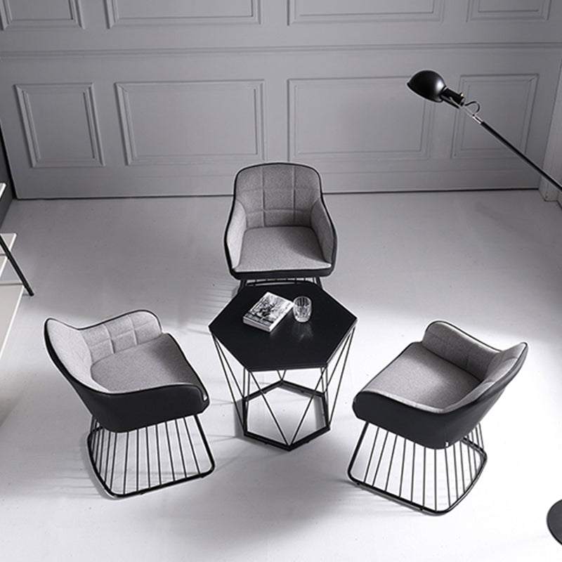 Industriële metalen basis eetkamerstoel gestoffeerde eetkamerstoel