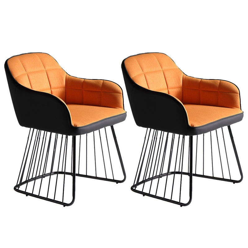 Industriële metalen basis eetkamerstoel gestoffeerde eetkamerstoel