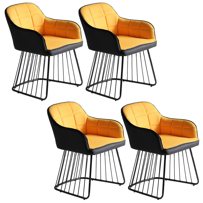 Industriële metalen basis eetkamerstoel gestoffeerde eetkamerstoel