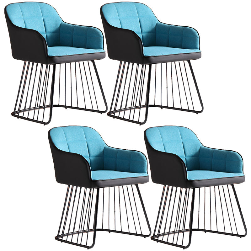 Industriële metalen basis eetkamerstoel gestoffeerde eetkamerstoel