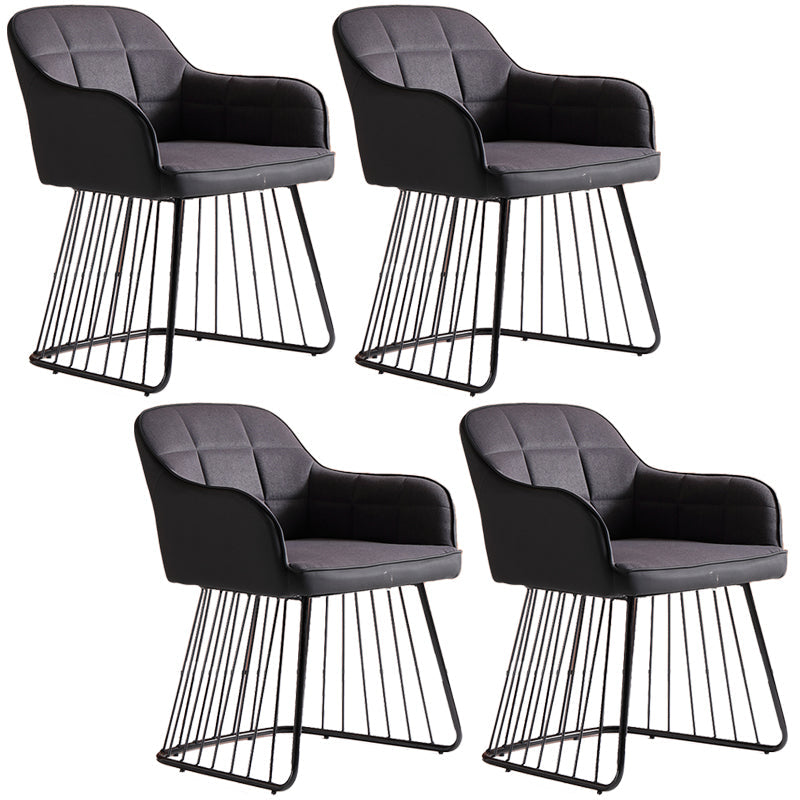 Industriële metalen basis eetkamerstoel gestoffeerde eetkamerstoel