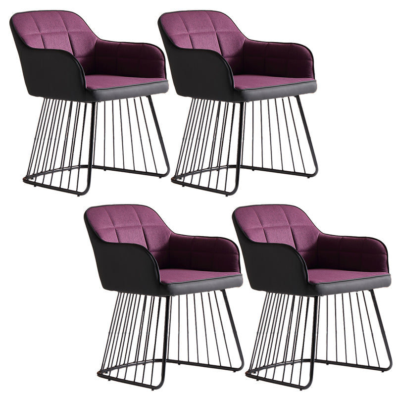 Industriële metalen basis eetkamerstoel gestoffeerde eetkamerstoel