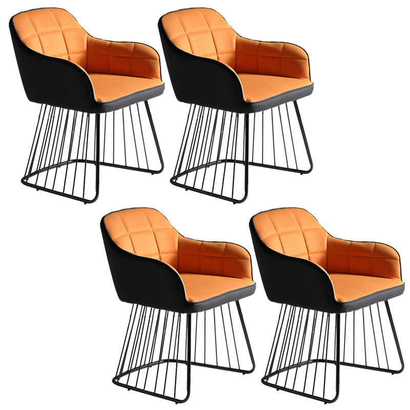 Industriële metalen basis eetkamerstoel gestoffeerde eetkamerstoel