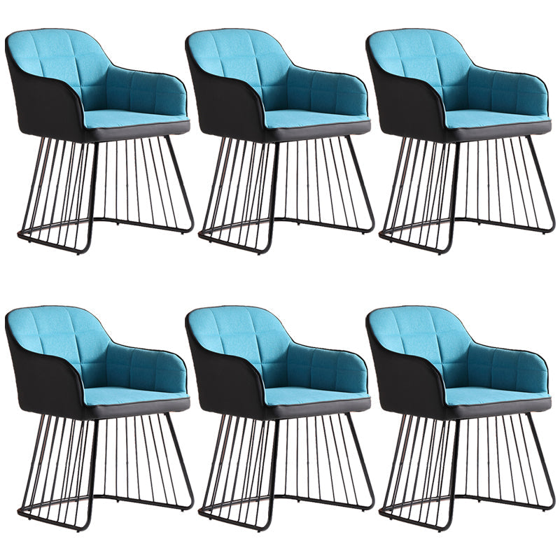 Industriële metalen basis eetkamerstoel gestoffeerde eetkamerstoel