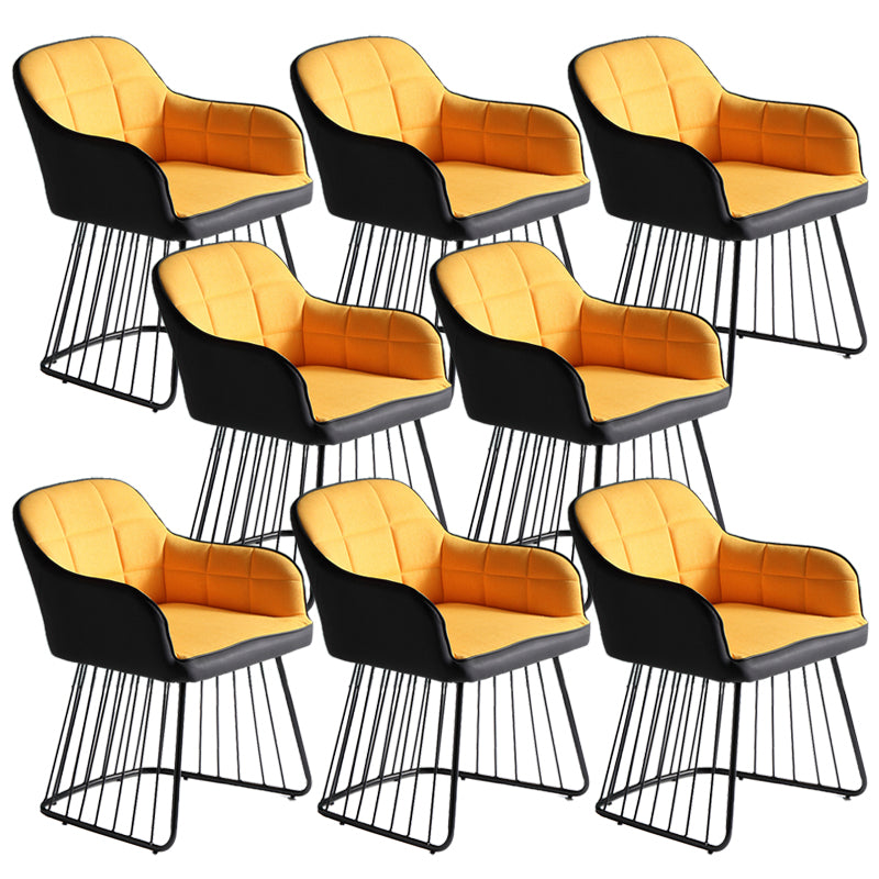 Industriële metalen basis eetkamerstoel gestoffeerde eetkamerstoel