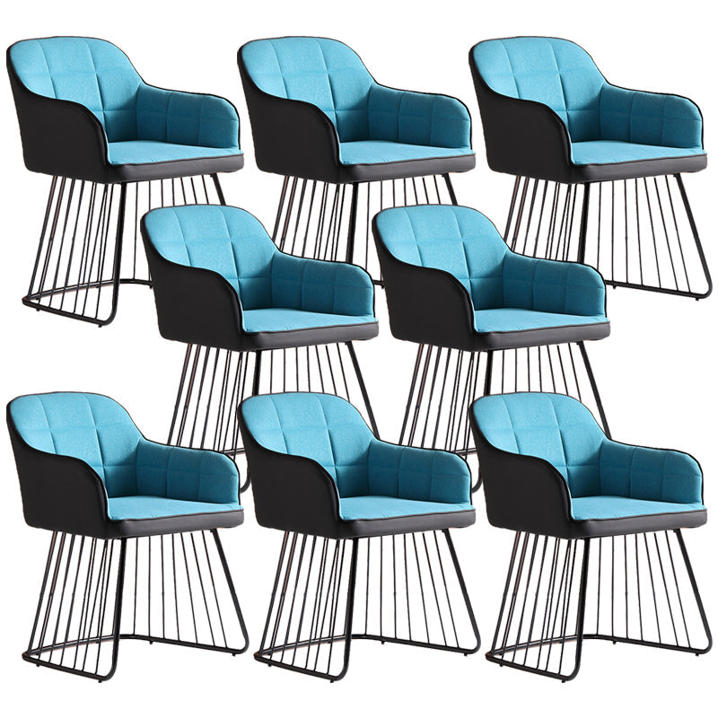 Industriële metalen basis eetkamerstoel gestoffeerde eetkamerstoel