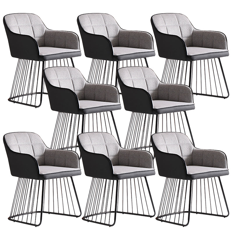 Industriële metalen basis eetkamerstoel gestoffeerde eetkamerstoel