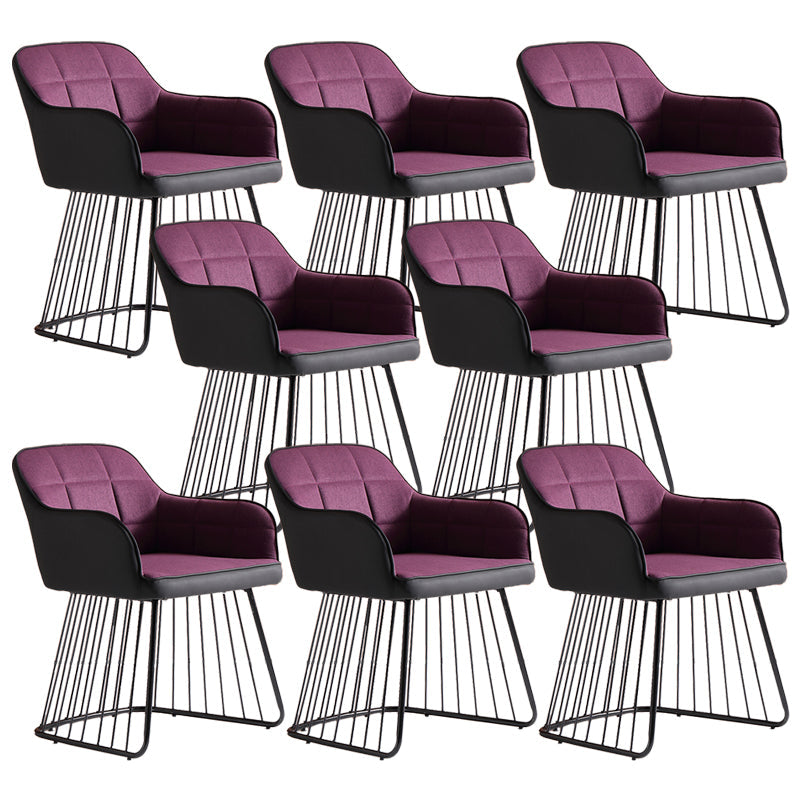 Industriële metalen basis eetkamerstoel gestoffeerde eetkamerstoel