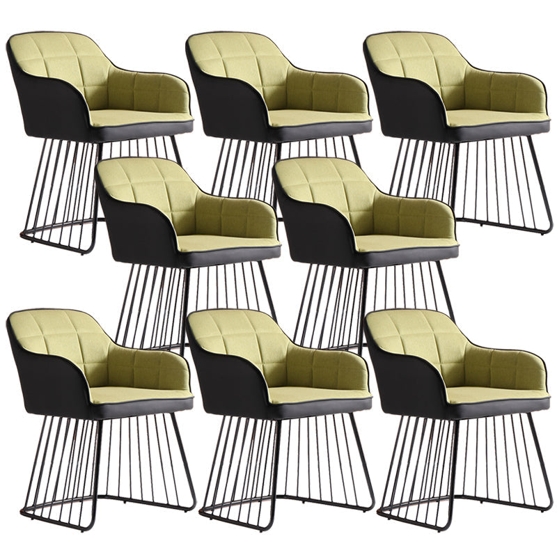 Industriële metalen basis eetkamerstoel gestoffeerde eetkamerstoel