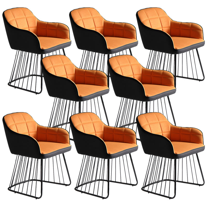 Industriële metalen basis eetkamerstoel gestoffeerde eetkamerstoel