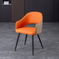 Upholstered Arm Chair Industrial Faux Leather Indoor Dining Chair with Metal Legs