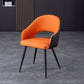 Upholstered Arm Chair Industrial Faux Leather Indoor Dining Chair with Metal Legs