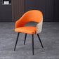 Upholstered Arm Chair Industrial Faux Leather Indoor Dining Chair with Metal Legs