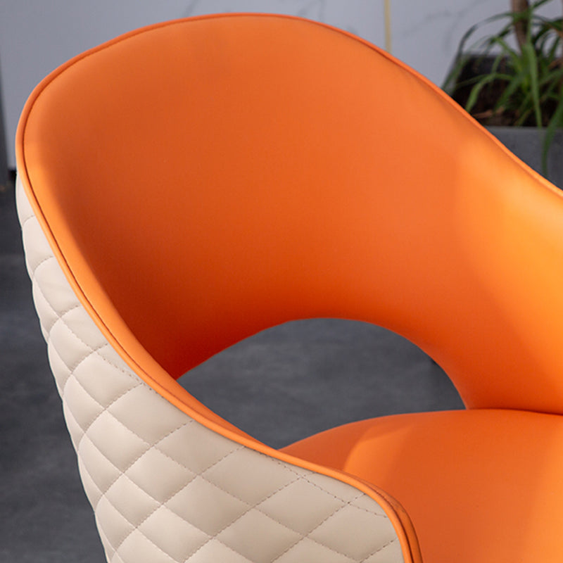 Upholstered Arm Chair Industrial Faux Leather Indoor Dining Chair with Metal Legs