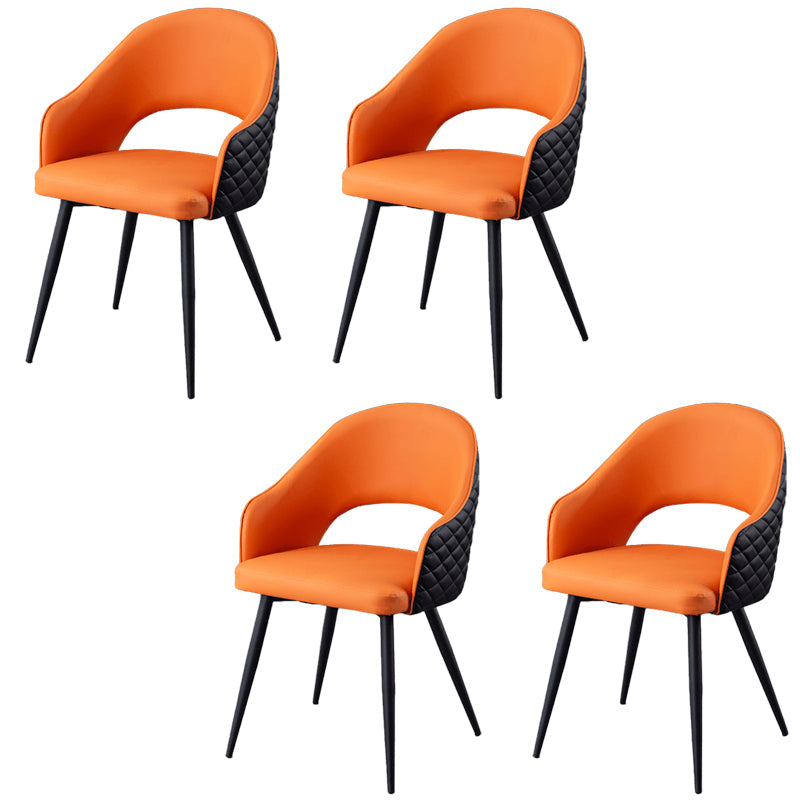 Upholstered Arm Chair Industrial Faux Leather Indoor Dining Chair with Metal Legs