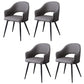 Upholstered Arm Chair Industrial Faux Leather Indoor Dining Chair with Metal Legs