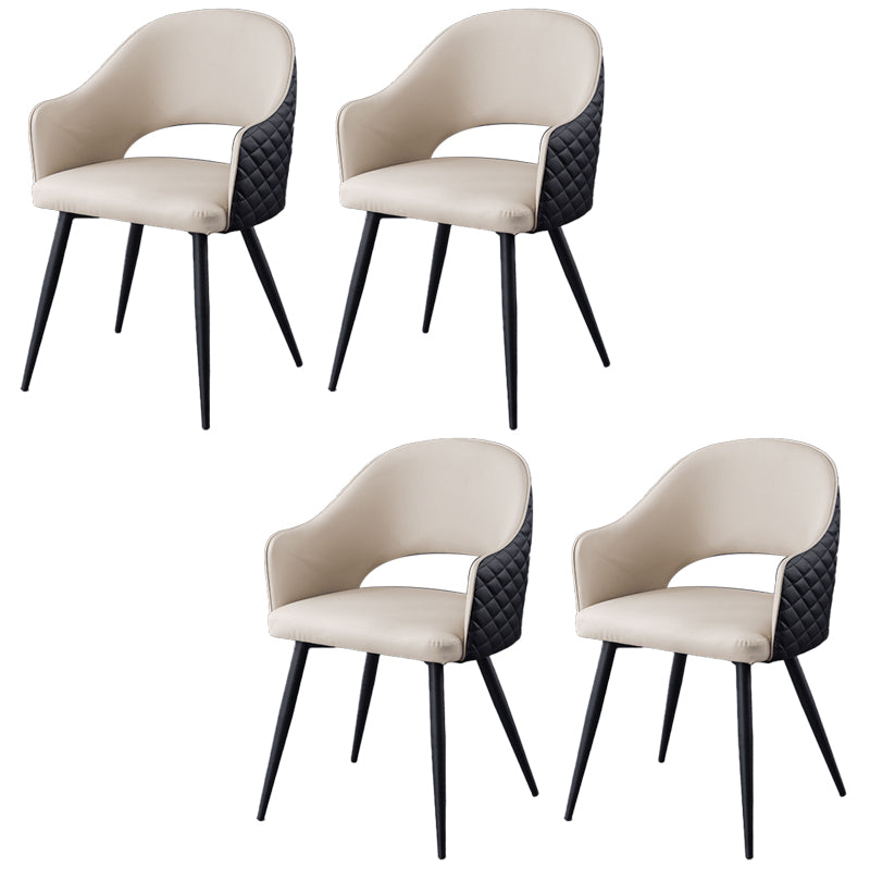 Upholstered Arm Chair Industrial Faux Leather Indoor Dining Chair with Metal Legs