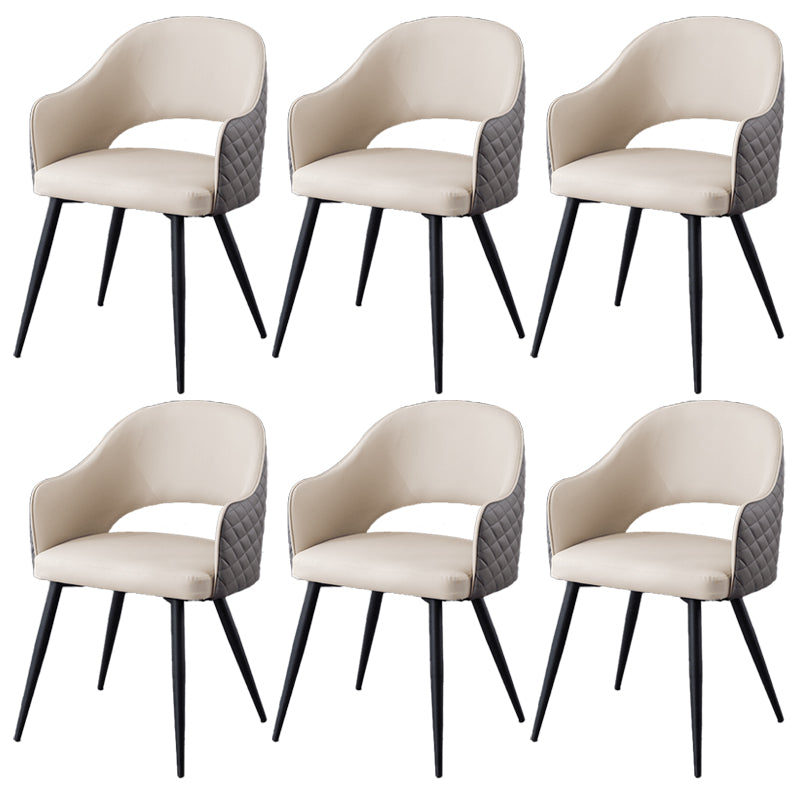 Upholstered Arm Chair Industrial Faux Leather Indoor Dining Chair with Metal Legs