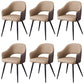 Upholstered Arm Chair Industrial Faux Leather Indoor Dining Chair with Metal Legs