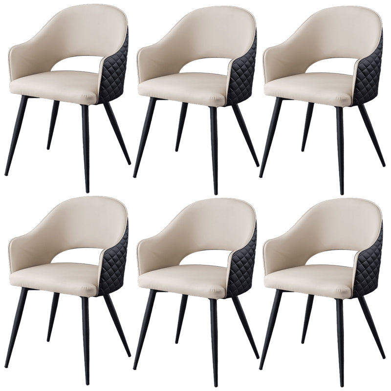 Upholstered Arm Chair Industrial Faux Leather Indoor Dining Chair with Metal Legs