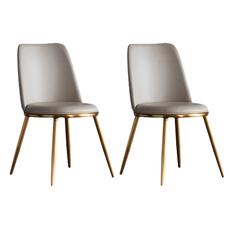 White Upholstered Dining Chair Kitchen Dining Chair with Metal Legs