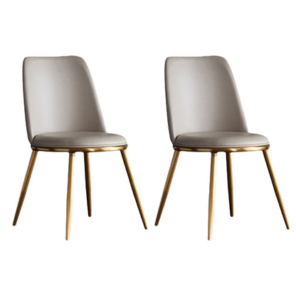 White Upholstered Dining Chair Kitchen Dining Chair with Metal Legs