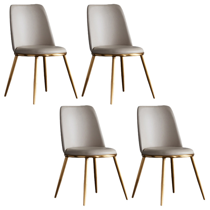 White Upholstered Dining Chair Kitchen Dining Chair with Metal Legs