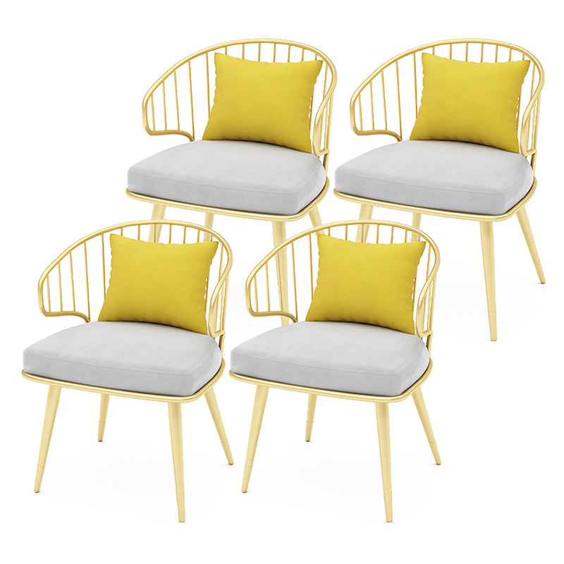 Contemporary Kitchen Dining Armchair Metal Side Dining Chairs in Gold Gray 4 Piece Set Clearhalo 'Dining Chairs' 'Dining Tables & Seating' 'dining_chair' 'furn' 'furn_dining_chair' 'Furniture' 'Kitchen & Dining Furniture' 6230569