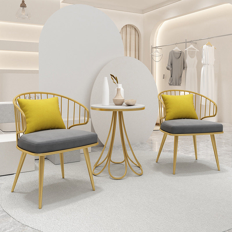 Contemporary Kitchen Dining Armchair Metal Side Dining Chairs in Gold Clearhalo 'Dining Chairs' 'Dining Tables & Seating' 'dining_chair' 'furn' 'furn_dining_chair' 'Furniture' 'Kitchen & Dining Furniture' 6230570