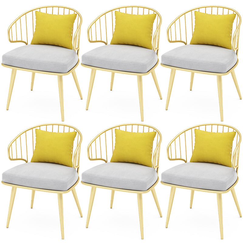 Contemporary Kitchen Dining Armchair Metal Side Dining Chairs in Gold Gray 6 Piece Set Clearhalo 'Dining Chairs' 'Dining Tables & Seating' 'dining_chair' 'furn' 'furn_dining_chair' 'Furniture' 'Kitchen & Dining Furniture' 6230571