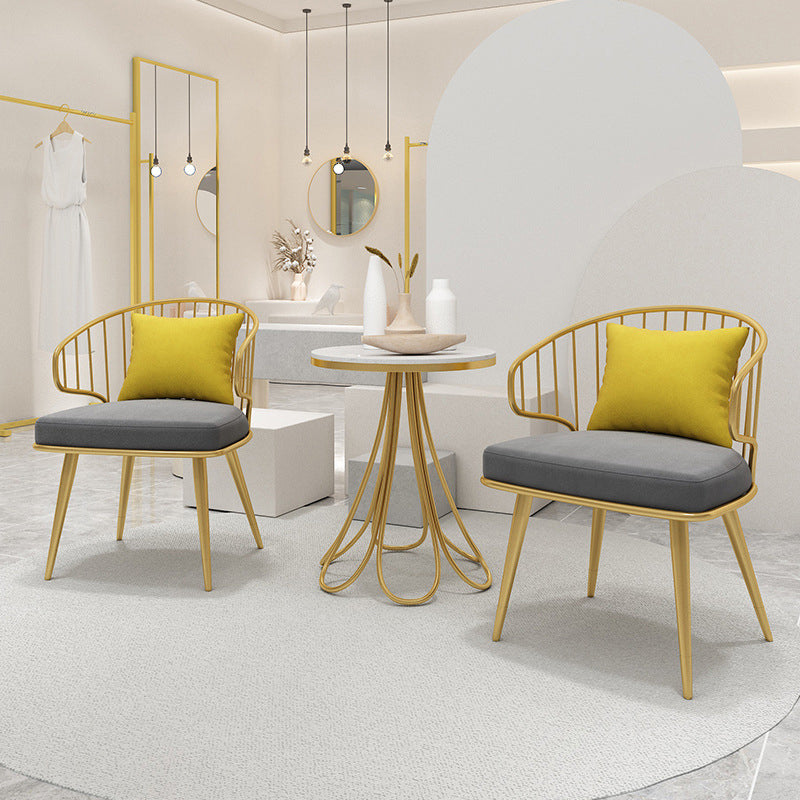 Contemporary Kitchen Dining Armchair Metal Side Dining Chairs in Gold Clearhalo 'Dining Chairs' 'Dining Tables & Seating' 'dining_chair' 'furn' 'furn_dining_chair' 'Furniture' 'Kitchen & Dining Furniture' 6230572